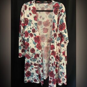 LuLaRoe Red Rose Cardigan